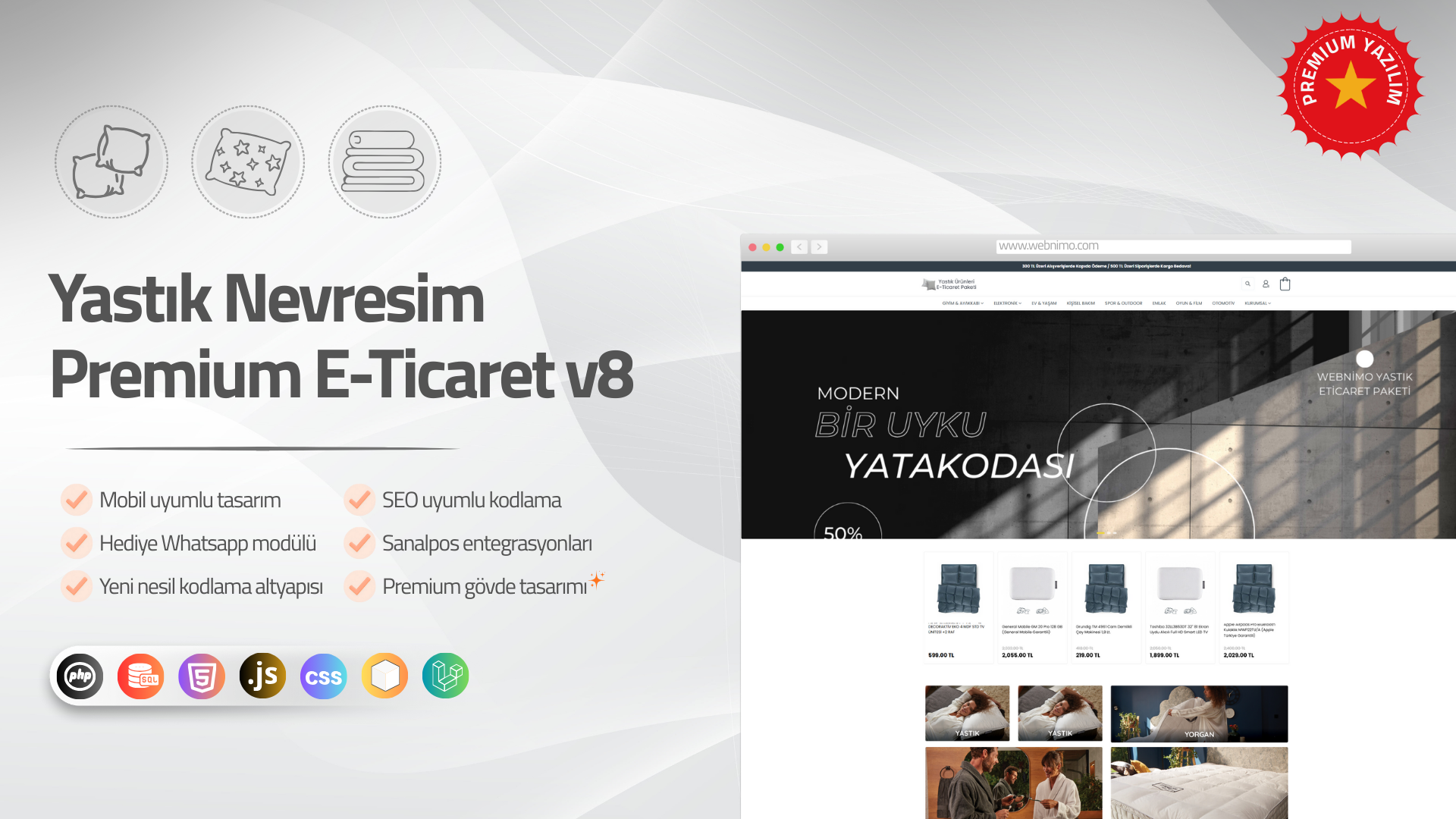 Yastık Nevresim Premium E-Ticaret v8